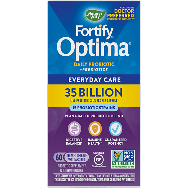 Пробиотик + пребиотици – ежедневна грижа - Fortify Optima Probiotic Everyday Care, 35 млрд. активни пробиотици, 60 капсули