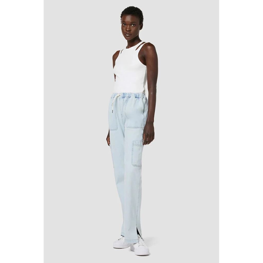 Straight Cargo Jeans With Elasticated Waist - Син