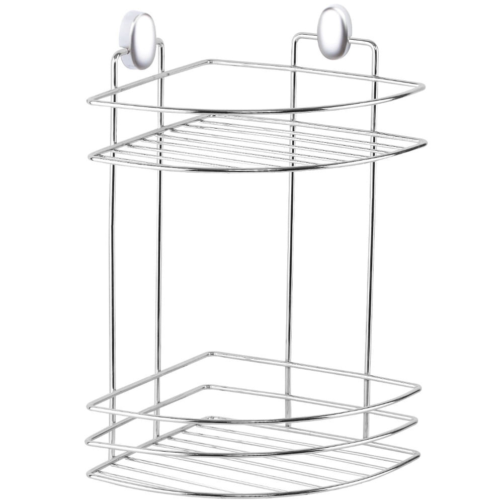 Ъглова етажерка за баня Metalife DKB-716, 2 нива, 18x18x30 см,  Хром