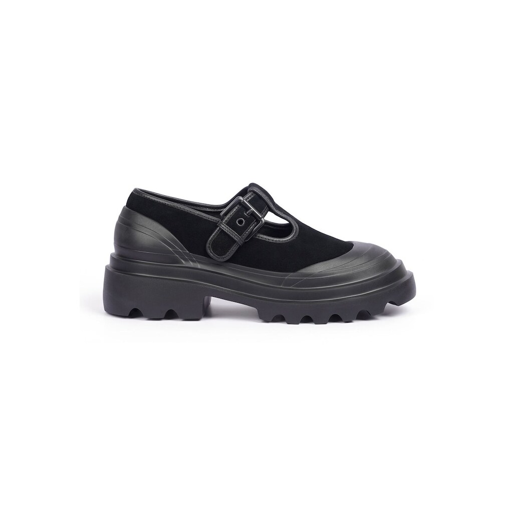 Kasha T-strap Suede Mary Jane Shoes - Черен